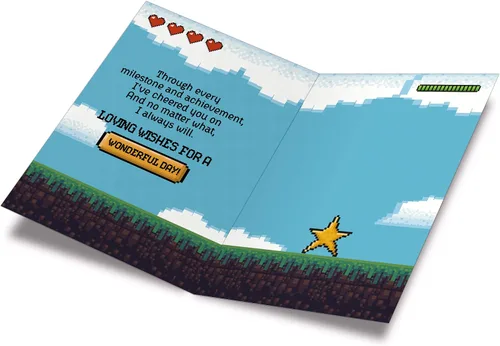 Miniatura 2 de Prime Greetings Tarjeta de cumpleaños para sobrino con tema de videojuegos, hecha en Estados Unidos, ecológica, tarjeta gruesa con sobre de alta