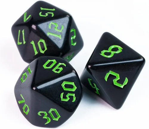 Miniatura 7 de Juego de dados DND de 7 dados poliédricos con una bolsa de dados de cuero, juego de dados D&D para juegos de mesa RPG (negro)