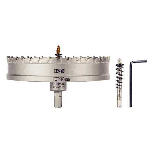 Miniatura 19 de 10 piezas (16-54 mm) Kit de sierra perforadora de carburo TCT para metales duros. Incluye 2 brocas de titanio, 1 broca piloto escalonada y 2 llaves