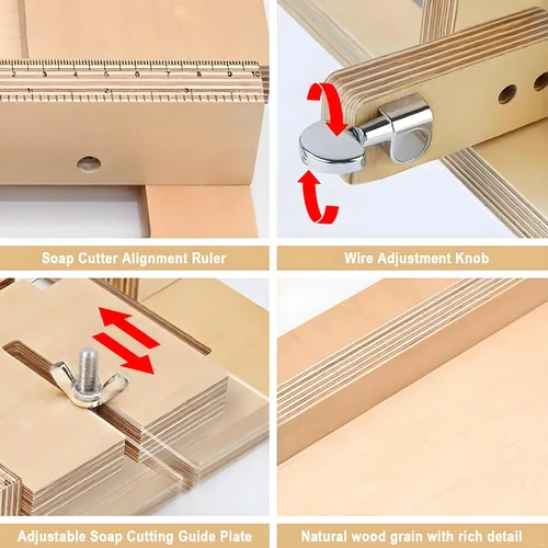 Miniatura 5 de dianjingjumei Cortador de pan de jabón de madera, cortador de alambre ajustable con cables de repuesto adicionales, kit de herramientas de corte