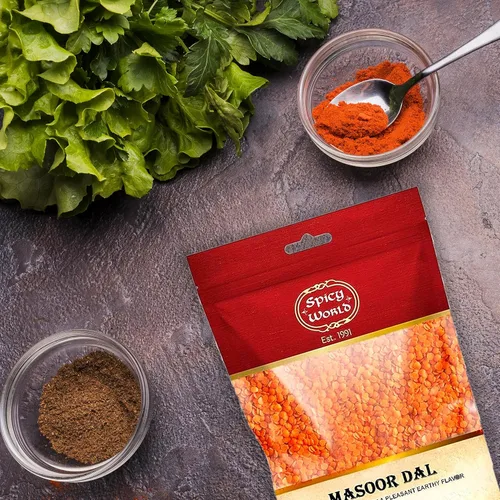 Miniatura 6 de Masoor Dal - Bolsa de 2 libras (32 onzas) - Lentejas rojas divididas - Todo natural por Spicy World