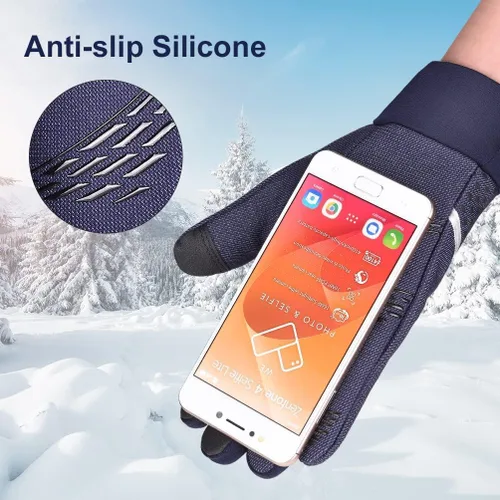 Miniatura 4 de Guantes de invierno para hombres y mujeres, para pantalla táctil para clima frío, antideslizantes, guantes cálidos con forro térmico de punto suave