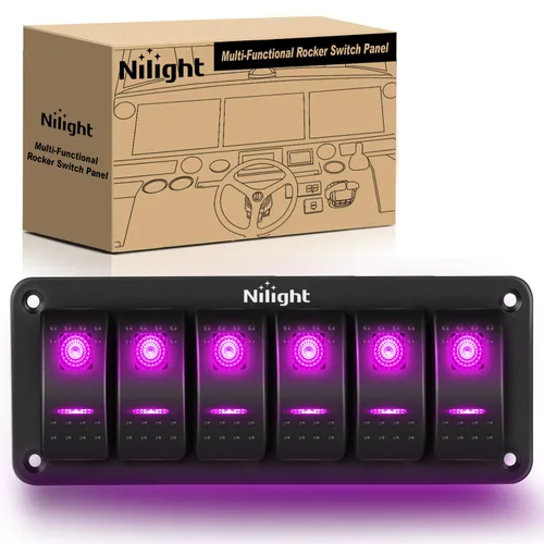 Miniatura 27 de Nilight Panel de interruptor basculante de 2 posiciones, 12V 24V DC, interruptores rojos, aluminio, 5 pines, ON OFF, precableado, impermeable
