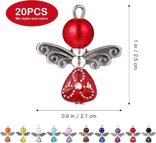 Miniatura 2 de Abaodam 20 piezas de dijes de ala de ángel colorido colgante de perlas perlas fabricación de joyas DIY accesorios para collares, pulseras y aretes