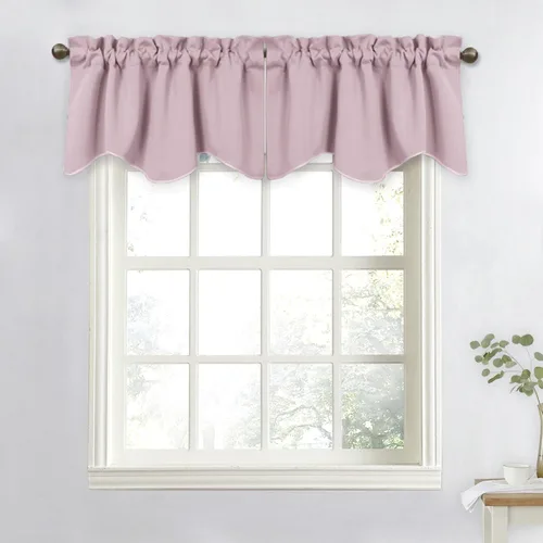 NICETOWN Cenefa de oscurecimiento para habitación de niñas - Linda y bonita cenefa festoneada de 52 x 18 pulgadas para cortinas de ventana para