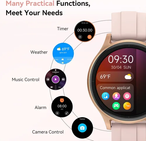 Miniatura 7 de Fitpolo Reloj inteligente para mujer Android iPhone, rastreador de actividad física HD de 1.27 pulgadas con llamadas y respuesta Bluetooth, IP68
