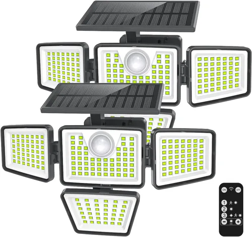 Miniatura 11 de Daphino - Luces solares para exteriores de 2500 lm con sensor de movimiento, luces de calle de 3 cabezales con ángulo amplio de 270°, iluminación