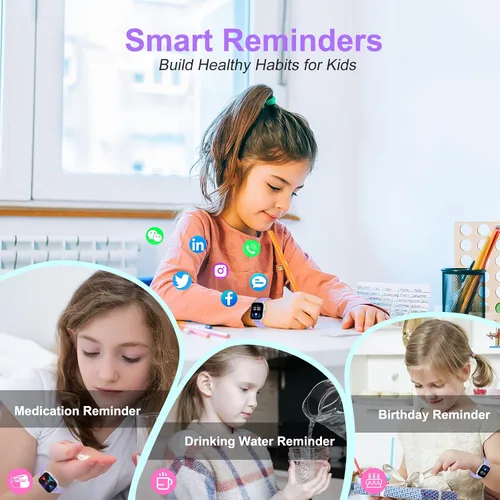 Miniatura 6 de Reloj de seguimiento de fitness para niños, IP68 impermeable, reloj inteligente con cara de reloj de 1.4 pulgadas, 19 modos deportivos, podómetros