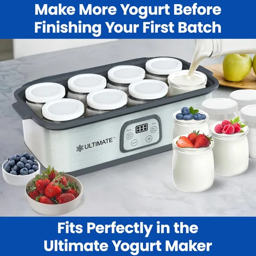Miniatura 6 de Ultimate Tarros de yogur, ¡haz más delicioso yogurt! 8 tazas pequeñas de vidrio para yogur con tapas, 100% libres de BPA, herméticos y aptos