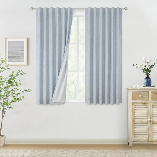 Miniatura 2 de Vision Home Cortinas opacas de color azul cambray de 63 pulgadas para dormitorio, aislamiento térmico, oscurecimiento de la habitación, juego