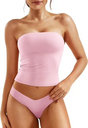 Miniatura 22 de YEOREO Sophie - Camiseta de tubo larga sexy para mujer, con doble forro, básica, Y2K, para verano, sin tirantes, ajustada, para salir