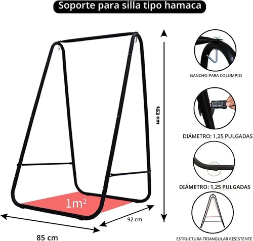 Miniatura 2 de YUCAN Soporte para Silla Hamaca con Silla Columpio Colgante Incluida, Resistente a la Intemperie y que Ahorra Espacio, Soporte Máximo 450 Libras