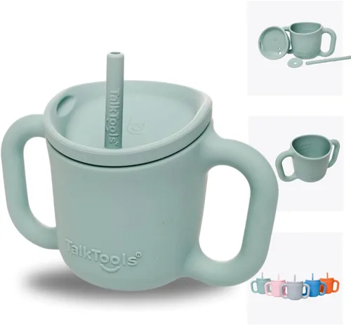 Miniatura 12 de TalkTools ITSY - Taza de entrenamiento de silicona para bebé, taza pequeña con popote para bebé, antifugas, a prueba de derrames y sin BPA