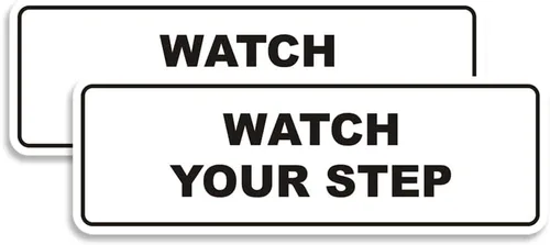 Miniatura 20 de Signs ByLITA Letrero estándar para pared o puerta con texto en inglés «Watch Your Step», señalización de salud y seguridad (negro), mediano