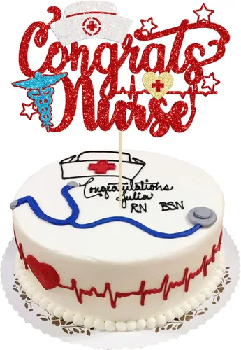 Miniatura 18 de Gyufise Decoración para pastel de enfermería con purpurina para enfermera, feliz cumpleaños, selección de pastel médico, decoración de pasteles