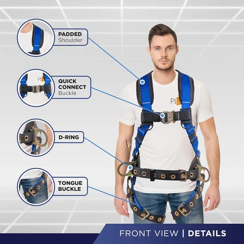 Miniatura 2 de Palmer Safety Twin 6' KIT I Arnés de martillo de 5 puntos, línea de vida autorretráctil doble, correa de brazo cruzado de 4' I Kit de arresto de Azul