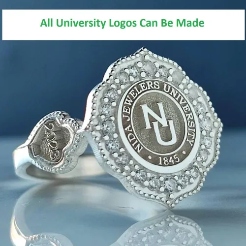 Miniatura 6 de Ssjewel Customized Women Class Rings University Logo Ring Personalized Jewelry Men Women High School Ring 14K White Gold Finish Silver Class Rings