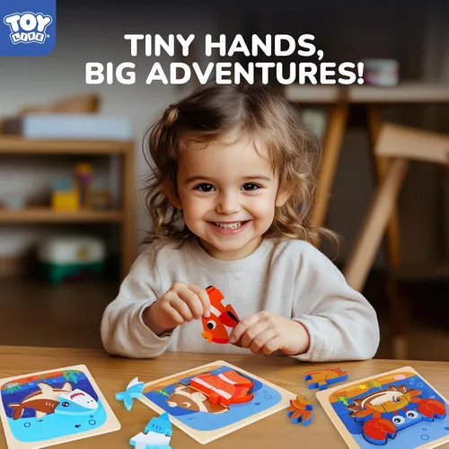 Miniatura 7 de TOY Life Rompecabezas de madera para niños pequeños de 2 a 4 años, rompecabezas de animales marinos para niños pequeños de 1 a 3, rompecabezas