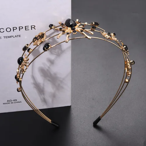 Miniatura 4 de Diadema de Halloween para Mujeres Banda de Cabello de Araña de Cristal Aro de Cabello Ancho de Aleación Dorada Accesorios de Halloween