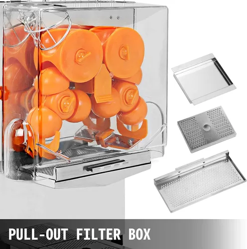Miniatura 5 de Exprimidor comercial, máquina de jugo de naranja con caja de filtro extraíble, exprimidor de naranja comercial de 22 a 30 naranjas por minuto