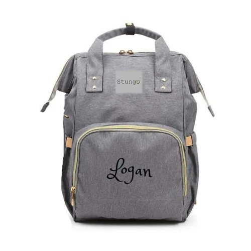 Miniatura 9 de Bolsa de pañales grande personalizada, bolsa de mano, mochila - Monograma personalizado bordado para bebé/bolsa de bebé (negro)