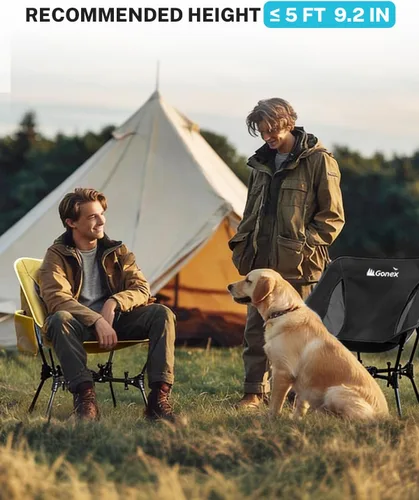 Miniatura 7 de Gonex Silla de Camping Portátil, Silla Plegable Ultraligera Compacta de 5ª Generación para Mochilero, Ligera y Plegable para Campamento al Aire Negro