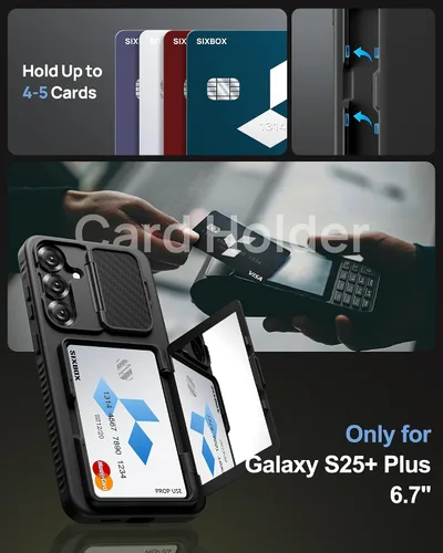 Miniatura 3 de Funda Cartera para Samsung Galaxy S25+ Plus, con Soporte Integrado y Portarjetas y Cubierta de Cámara, Funda Cartera Multifuncional con Atril