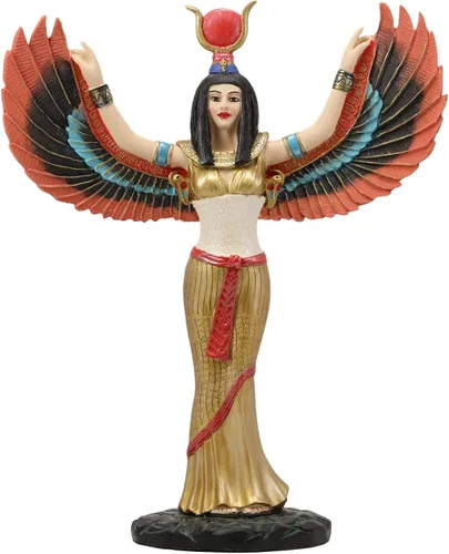 Ebros Gift Diosa egipcia Isis Ra con alas abiertas, 12 pulgadas de alto, Deidad de la maternidad, sabiduría mágica y naturaleza, escultura Colores