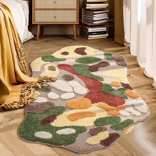 Miniatura 24 de Alfombra de musgo estéreo 3D irregulares con flores naturales, margaritas y musgo, para sala de estar, dormitorio, decoración estética del hogar