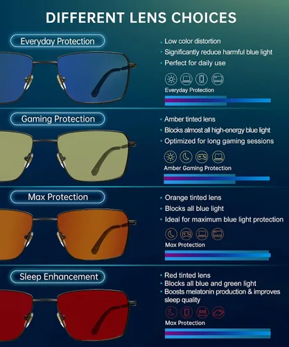 Miniatura 6 de ANYLUV Rectangle Blue Light Glasses, Classic Business Style Computer Glasses, Lightweight Metal Eyeglasses for Anti Eyestrain