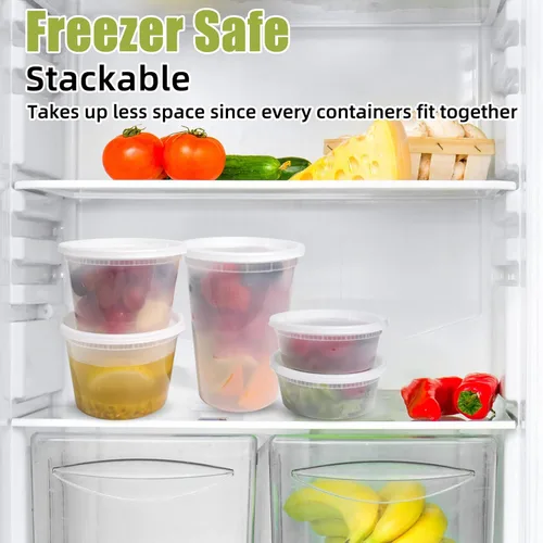 Miniatura 5 de EASYTRIP [60 juegos] Contenedores deli de 8 oz con tapas, contenedor de almacenamiento de alimentos con tapa hermética, recipientes de plástico