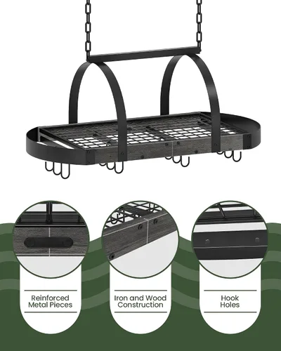 Miniatura 6 de CHOEZON Estante para ollas colgante, colgador de ollas para la cocina, soporte para ollas montado en el techo, organizador de utensilios de cocina