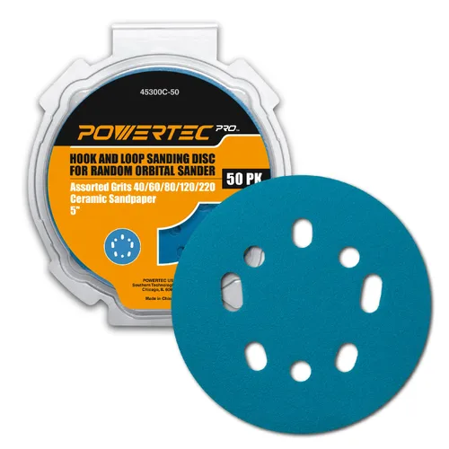 Miniatura 14 de POWERTEC 25PK, 40 Granos, Discos de Lijado de 5 Pulgadas - Gancho y Bucle, Discos de Lijado de Óxido de Aluminio de 5 Pulgadas de 8 Agujeros