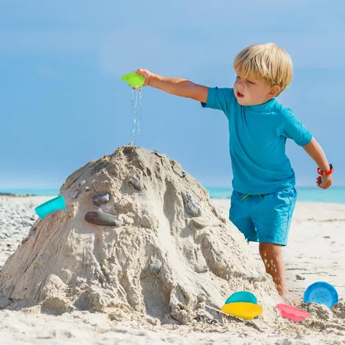 Miniatura 7 de ArtCreativity Juguetes apilables de baño y piscina para niños pequeños – Juego de juguetes de agua anidables de 7 piezas con agujeros de drenaje