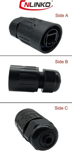 Miniatura 3 de CERRXIAN RJ45 Femle a hembra Acoplador Montaje en panel Conector impermeable Combo con tapa (negro)
