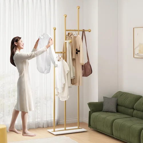 Miniatura 9 de Percheros independientes con base de mármol, soporte de ropa resistente para entrada, dormitorio, sala de estar, boutiques, 15.7 pulgadas de largo