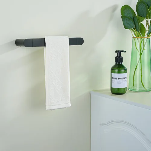 Miniatura 8 de RANDOM Toallero negro mate para baño y cocina de 9 pulgadas, soporte de toalla de mano SUS304, toallero de acero inoxidable, barra de toalla