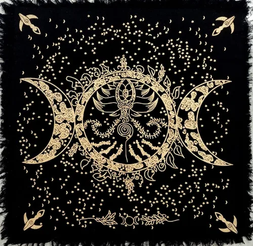 Miniatura 10 de CRAFT KALA Tela de altar planetas espirituales, estrellas rituales y galaxia, hermoso sistema solar, sistema solar, oro y plata, 24 x 24 pulgadas