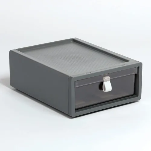 Pendaflex Cajón apilable, plástico duradero, asas de silicona, cajones tintados, individual, gris, 9 x 7 x 3.5 pulgadas, mediano, 1 pieza (41792)
