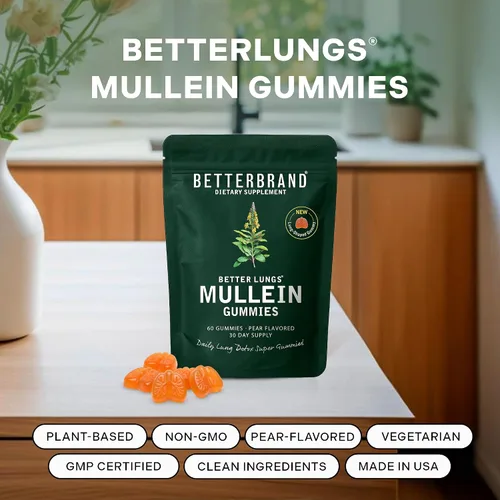 Miniatura 3 de Betterbrand Mullein - Gomitas masticables para limpieza y desintoxicación pulmonar, suplemento de salud respiratoria, 1000 mg de extracto