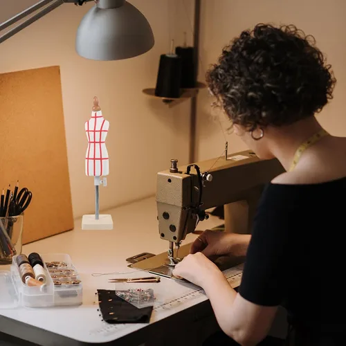 Miniatura 4 de Maniquí de forma de vestido femenino tamaño 1/4 de costura en miniatura, mini pantalón, modista con regla y aguja para hacer patrones de costura