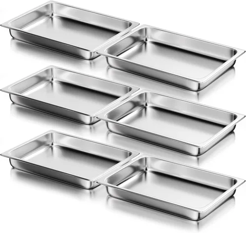 Miniatura 15 de WantJoin Sartenes de mesa de vapor para hotel, tamaño medio de 2.5 pulgadas de profundidad, paquete de 6, juego de bandejas de metal de acero