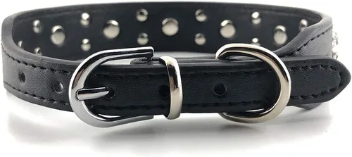 Miniatura 5 de Collar de perro con flores de diamantes de imitación, collar de piel sintética brillante para perros y gatos pequeños, bonito collar de cachorro