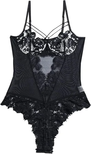 Miniatura 8 de Lencería sexy de encaje para mujer, babydoll de malla transparente, mini camisola de peluche, para juegos sexuales y traviesos