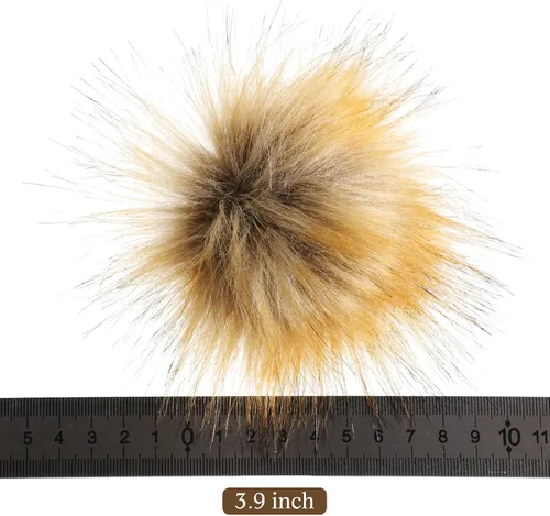 Miniatura 3 de Boao 8 pompones de piel sintética para sombreros con botón de presión extraíble, bolas de pompón esponjosas, sombreros de punto, accesorios de ropa