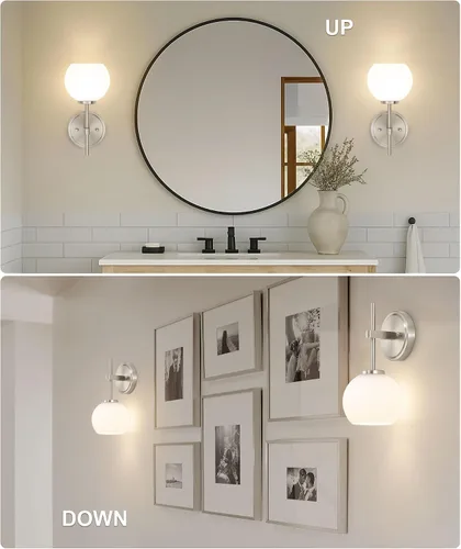 Miniatura 7 de Juego de 2 apliques de pared de níquel cepillado que funcionan con pilas, iluminación de pared inalámbrica recargable con control remoto, luces