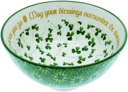 Miniatura 5 de Royal Tara Tazón de cerámica irlandesa de bendición con trébol celta, utensilios de cocina para servir sopas, guisos, ensaladas, porcelana y hueso