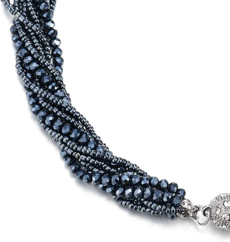 Miniatura 2 de COOLSTEELANDBEYOND Gargantilla de cadena trenzada de cristal multicapa, cierre magnético, collar de declaración, pulsera