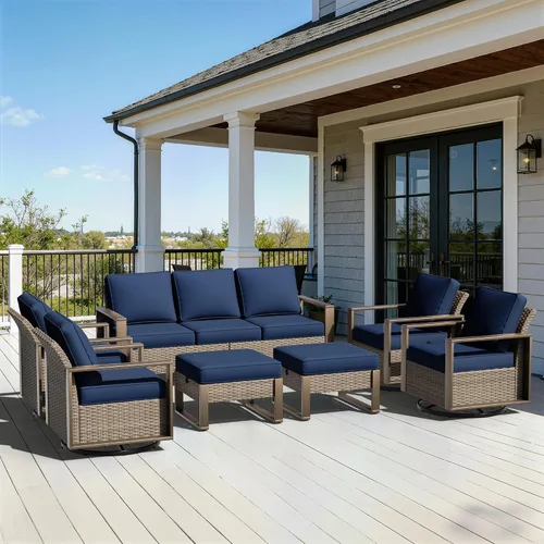 Miniatura 17 de Sofá de Mimbre Metálico para Patio de 75", Sofá Sillón de Ratán para Exteriores de 3 Asientos para Todo Tipo de Clima con Cojines Premium