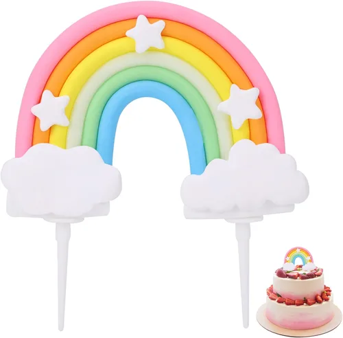 Decoración de pastel de arcoíris de cerámica suave, decoración colorida para cupcakes de arcoíris, decoración personalizada para tartas para fiestas